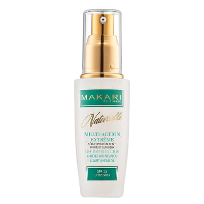 Makari Naturalle Multi-Action Extreme Brightening Serum (1.7 oz) | Brightening-Inspired Serum for Uneven Areas | Moisturizing Formula for Dry & Irritated Skin with Argan Oil & SPF15