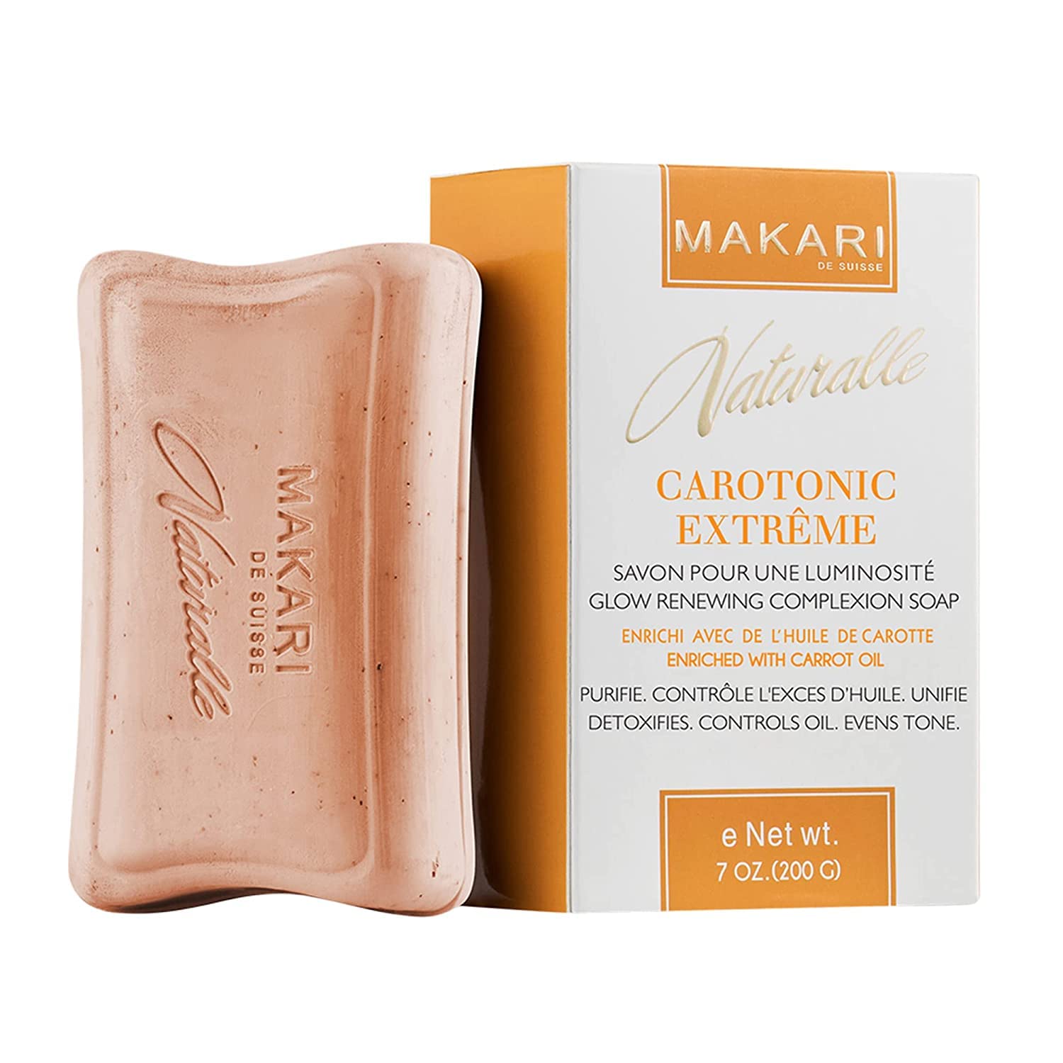 MAKARI Naturalle Carotonic Cleansing Bar Soap – Facial & Body Soap for Combination & Oily Skin | Cleansing Bar with Botanical Oils & Vitamins for a Fresh, Even-Looking Appearance, 7 Oz