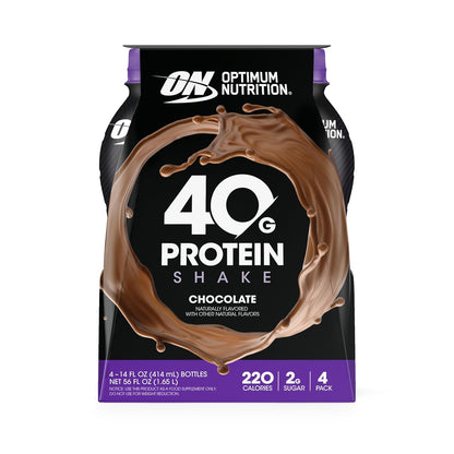 Optimum Nutrition 40g Protein Shake, Chocolate, 14 Fl Oz, 12 Ct