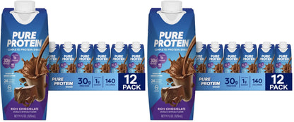 Pure Protein Chocolate Protein Shake, 30g Complete Protein, Ready to Drink and Keto-Friendly, Vitamins A, C, D, and E plus Zinc to Support Immune Health, 11oz Bottles, 12 Pack