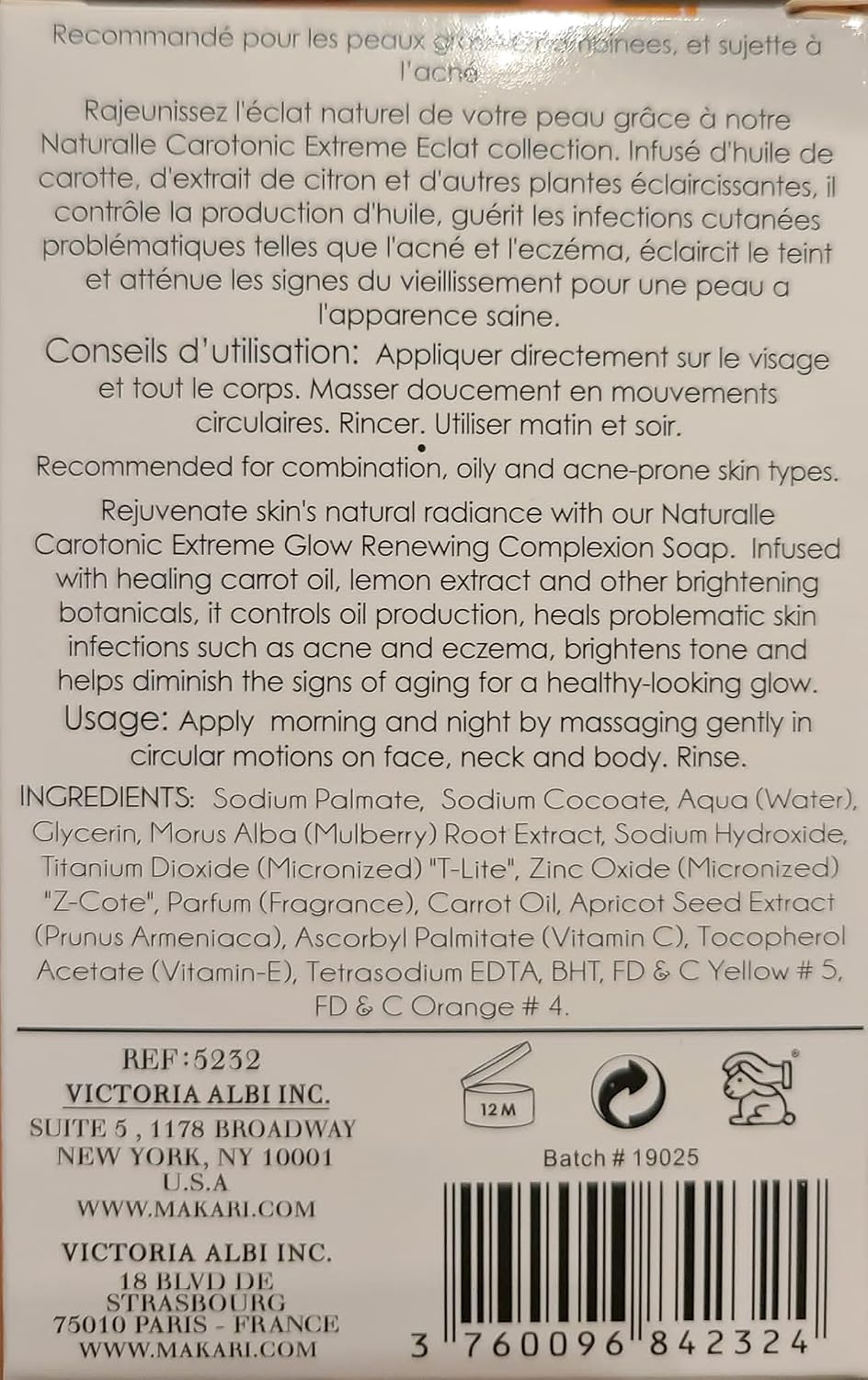 MAKARI Naturalle Carotonic Cleansing Bar Soap – Facial & Body Soap for Combination & Oily Skin | Cleansing Bar with Botanical Oils & Vitamins for a Fresh, Even-Looking Appearance, 7 Oz