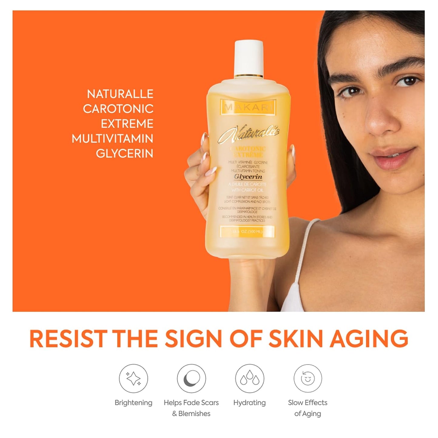 MAKARI Naturalle Carotonic Extreme Body Glycerin (16.6 oz) | Helps Brighten Skin and Fade Body Scars and Marks | Glycerin Oil for All Skin Types | Safe for Sensitive Skin and Kids Ages 12 and Up