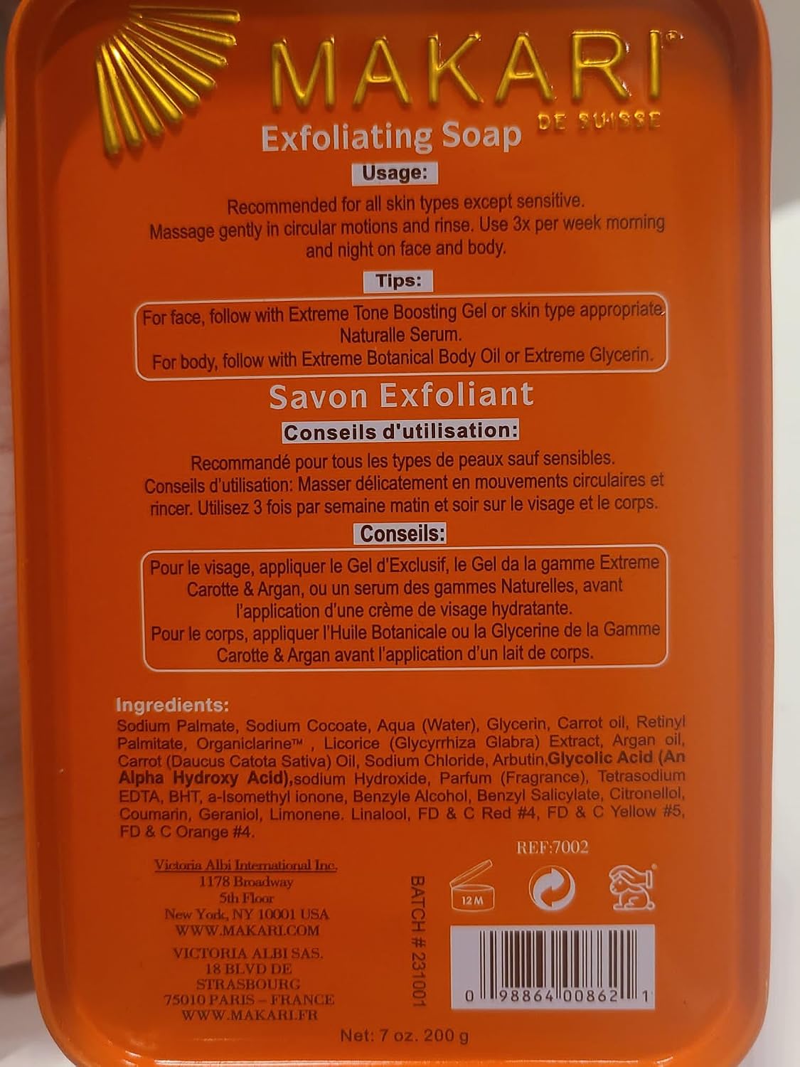 MAKARI Extreme Active Intense Argan & Carrot Oil Exfoliating Soap (7 oz) | Radiance-Boosting Bar | With Apricot Seed Extract & Vitamins C & E | Helps Reveal Smoother-Looking Skin